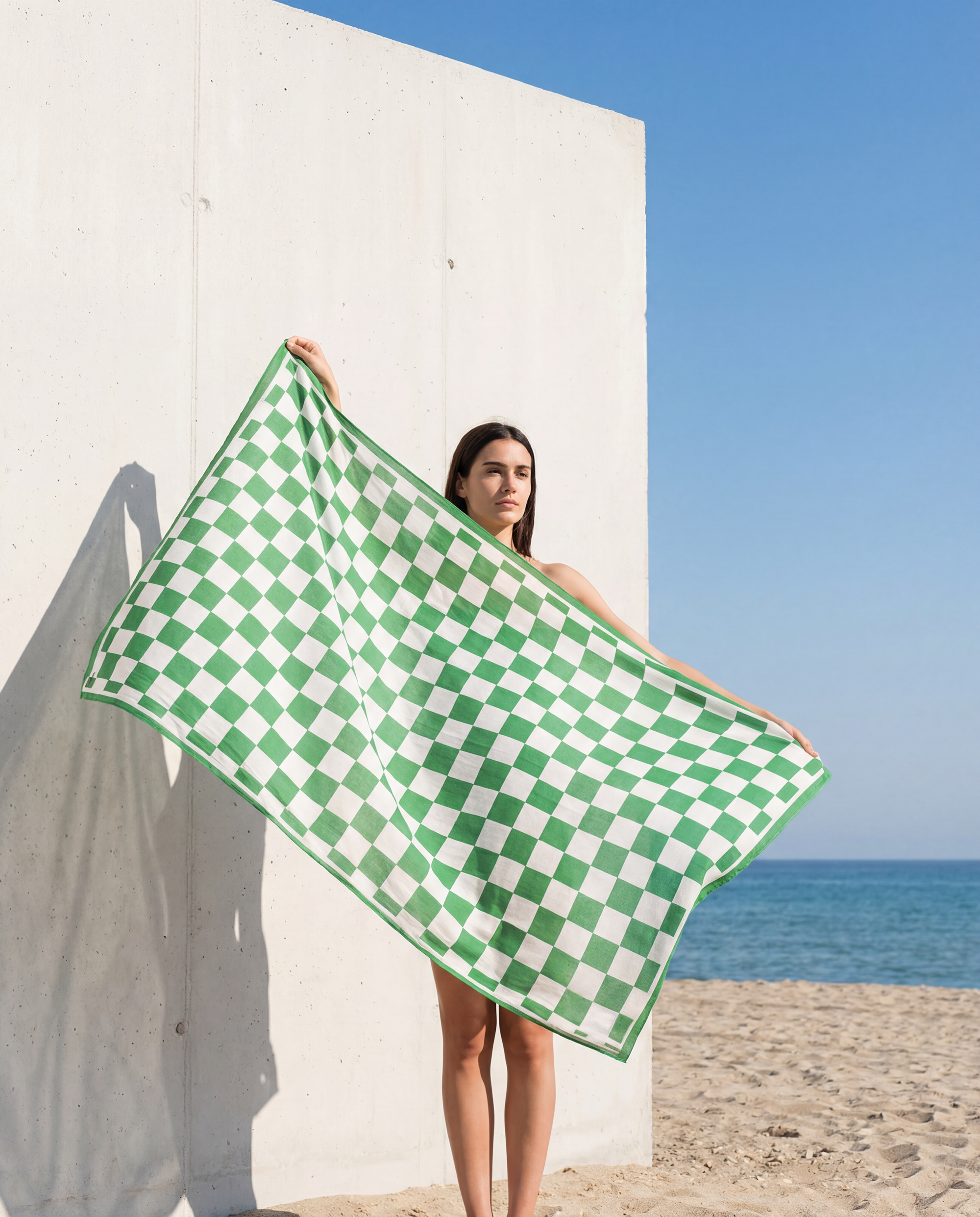 Beach Towel – Checker & Green