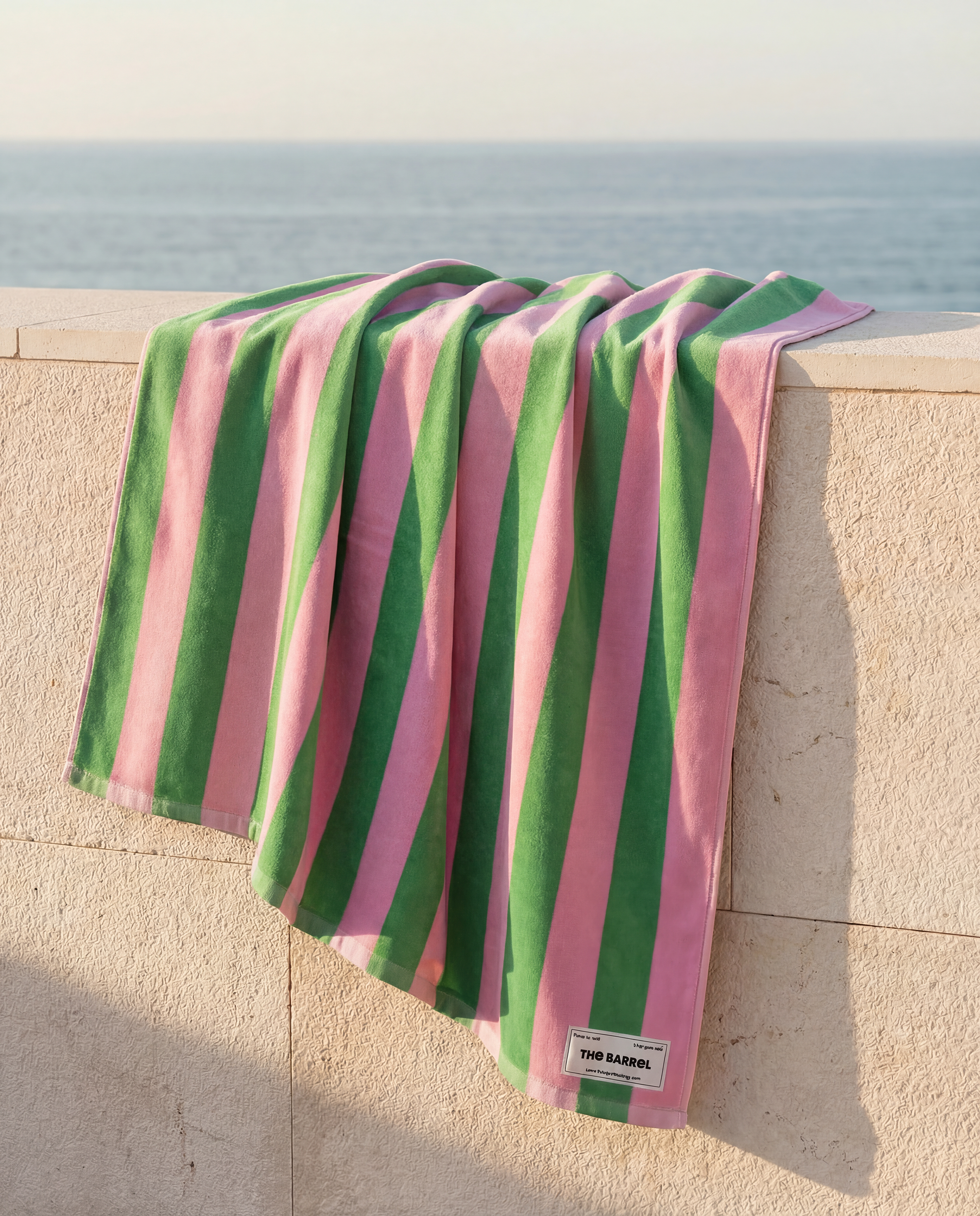 Beach Towel - Green and Pink Stipe
